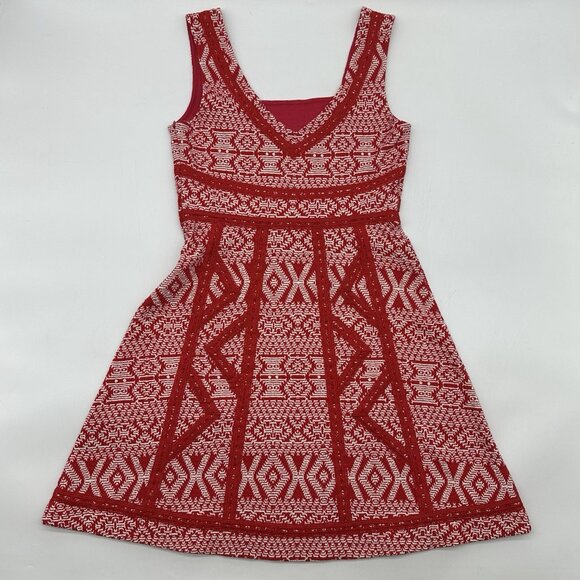 Anthropologie Maeve Emma Women's Size 6 Red Crochet Bandana Swing Mini Dress - Picture 9 of 9